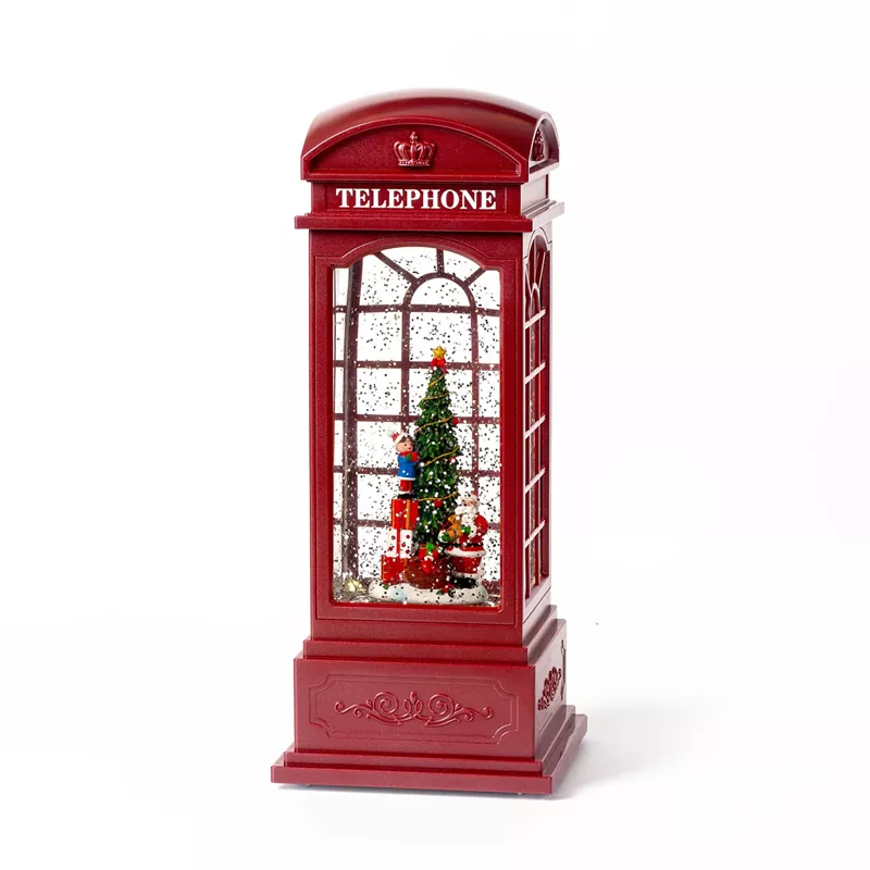 Christmas Telephone Booth Snow Globe Lantern