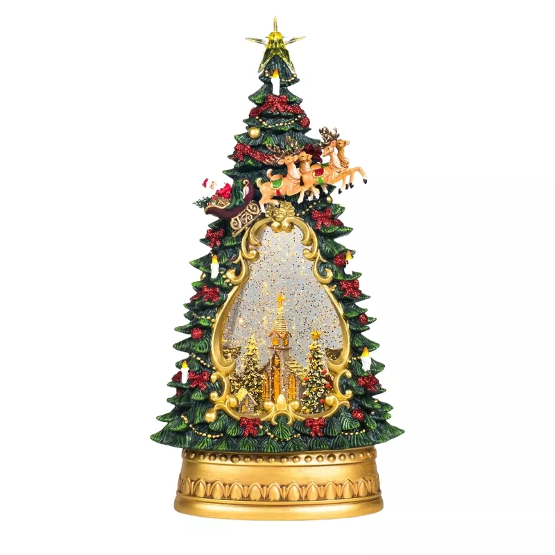 Snow Globe Christmas Tree Statue Lantern